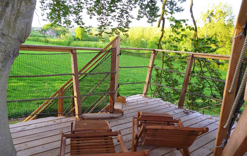 Cabane dans les arbres terrasse Baie de Somme